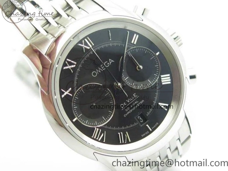 0402 De Ville Chronograph SS OMF 1:1 Best Edition Black Dial On SS Bracelet A Attractive 8150